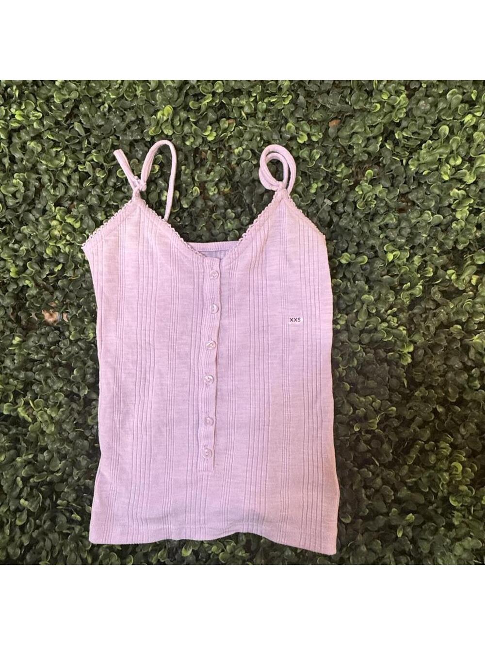 American Eagle Pink Ribbed Button Front Cami Tank XXS NWOT
